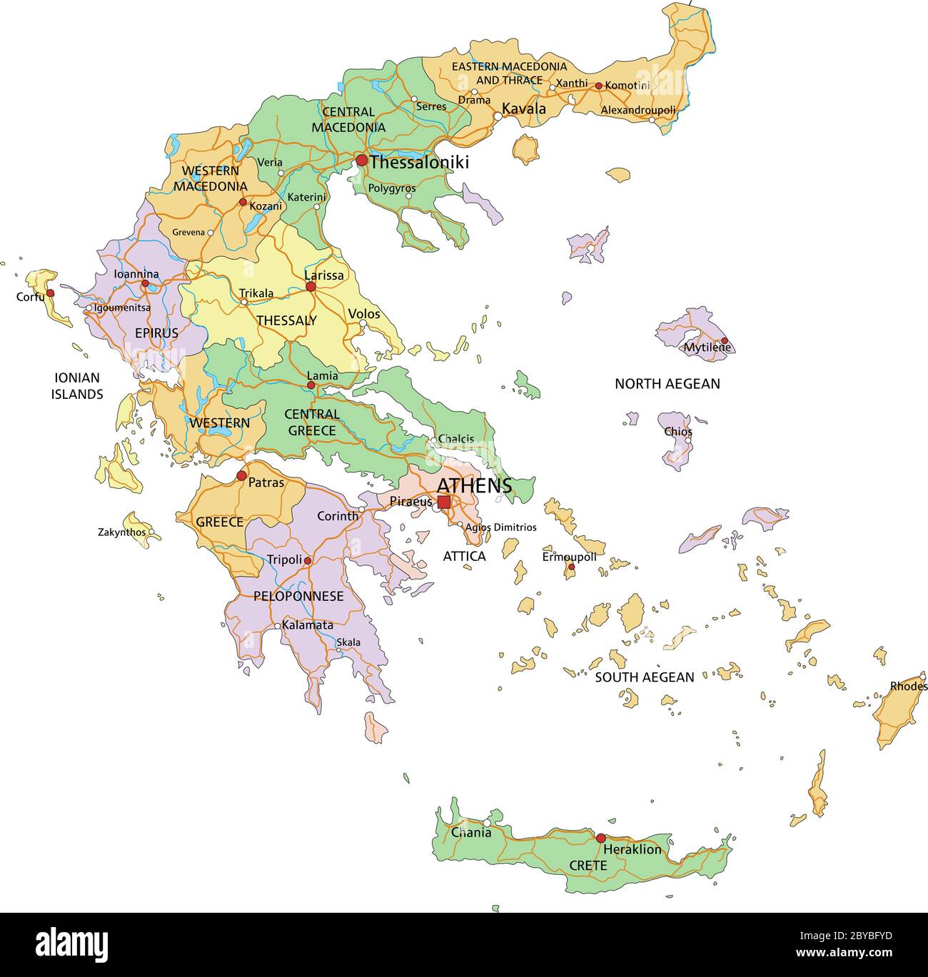 Greece Highly Detailed Editable Political Map With Labeling Stock Vector Image Art Alamy