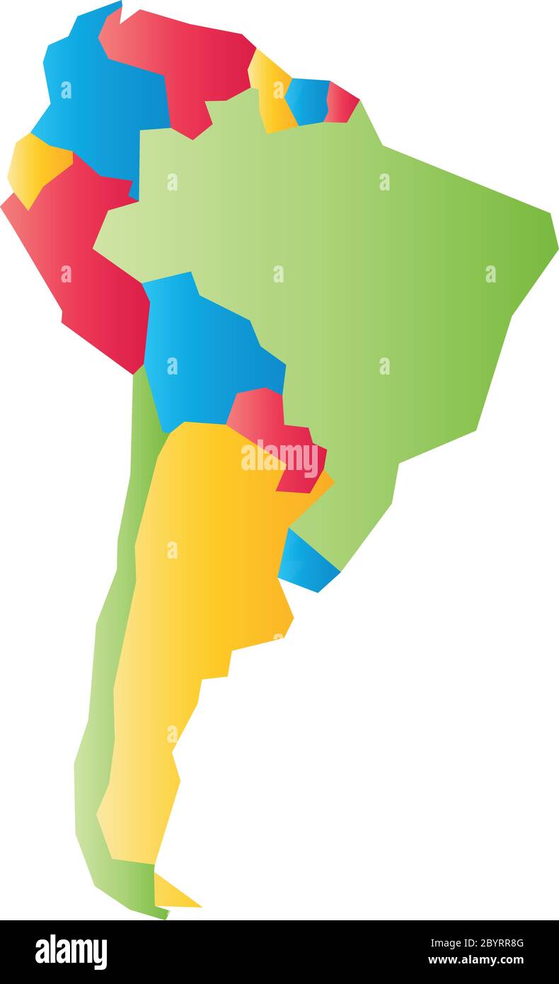 Very Simplified Infographical Political Map Of South America Simple Geometric Vector