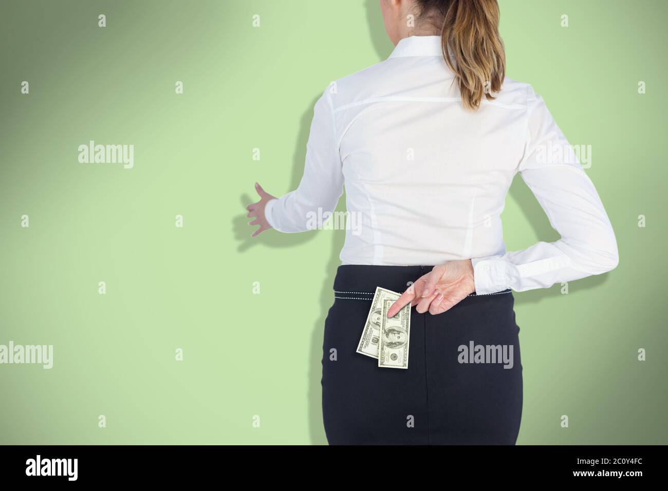 Composite Image Of Businesswoman Offering Handshake With Fingers