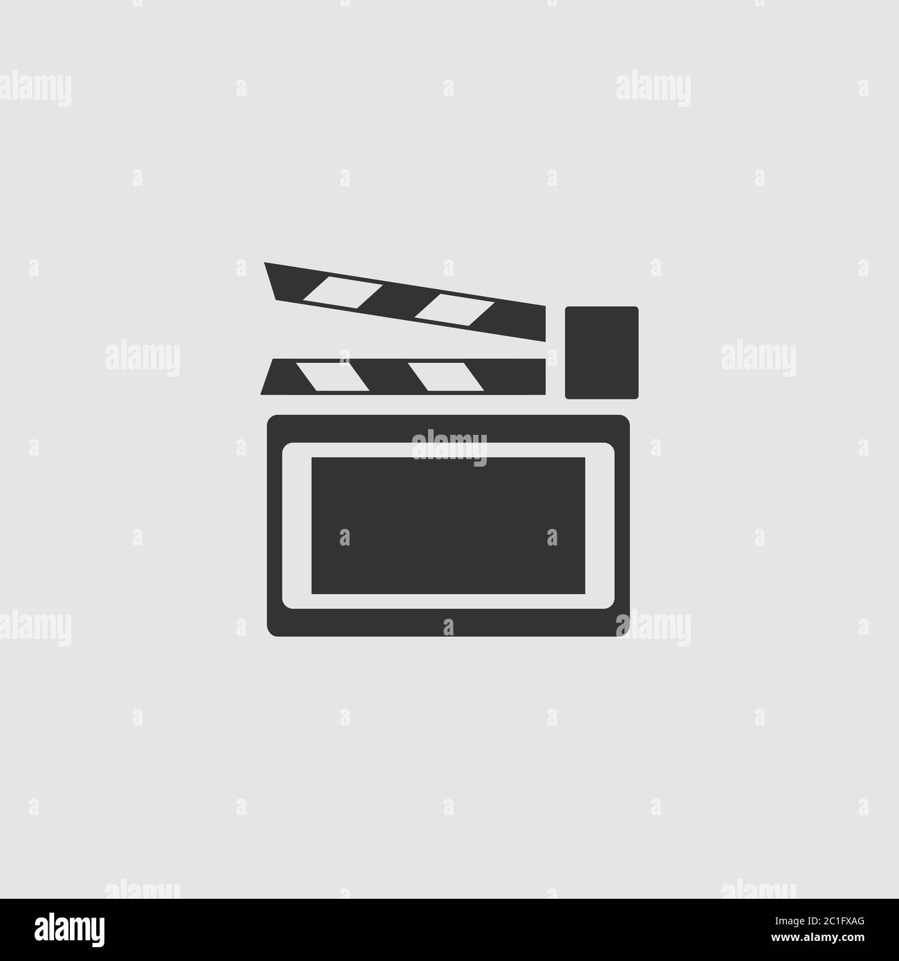 Clapboard Icon Flat Black Pictogram On Grey Background Vector