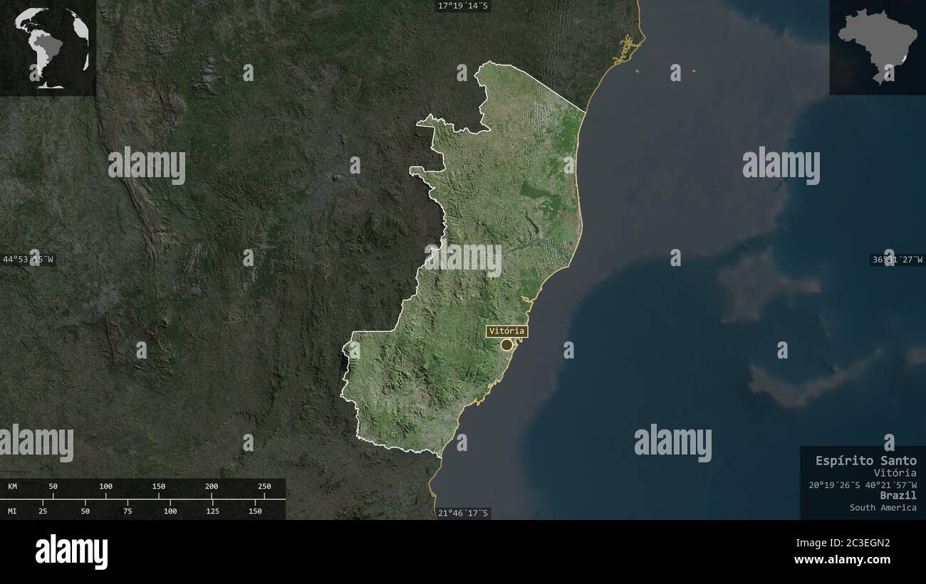 Espírito Santo state of Brazil Satellite imagery Shape presented