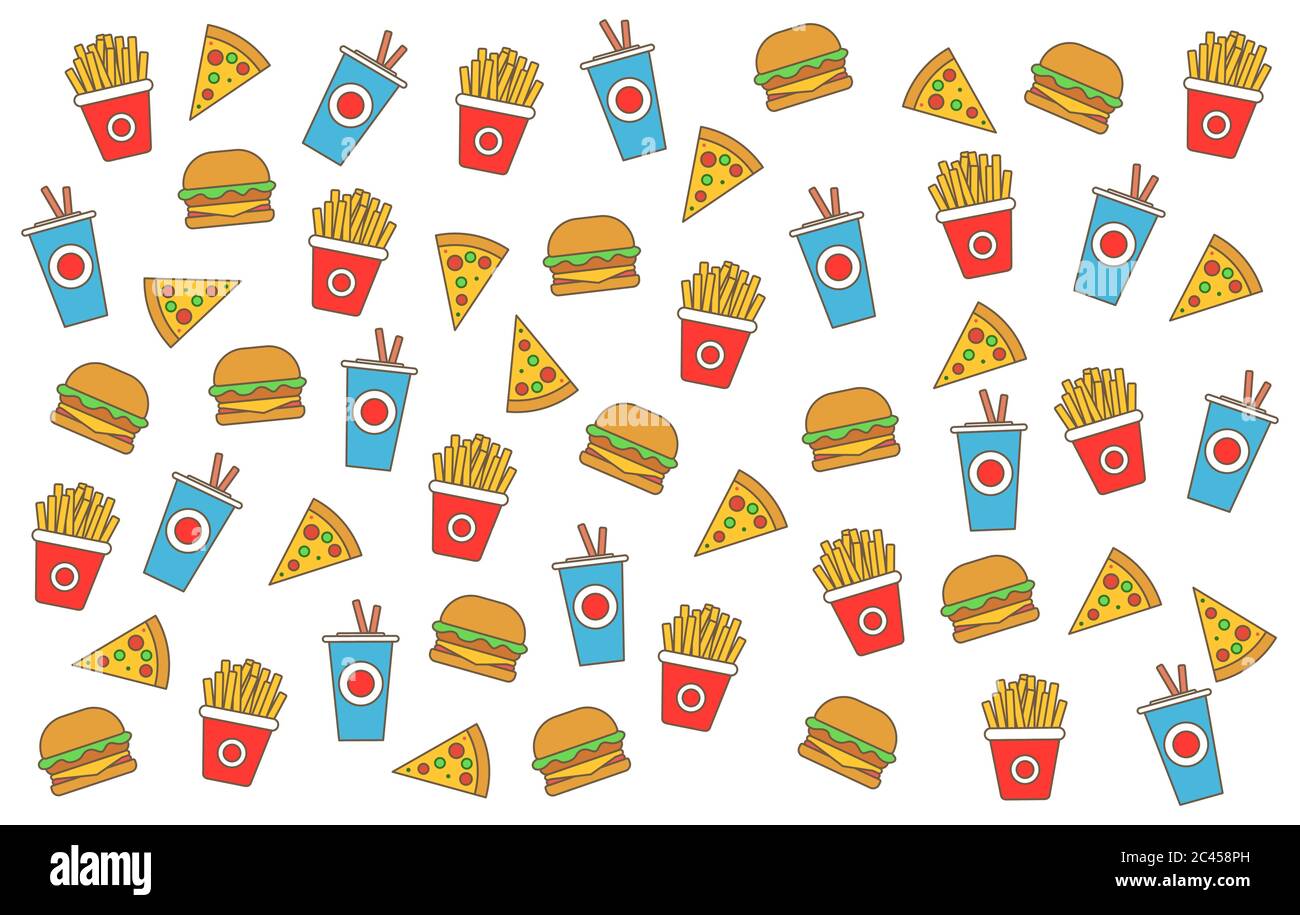 Fast Food Seamless Background Vector Fast Food Pattern Stock Vector