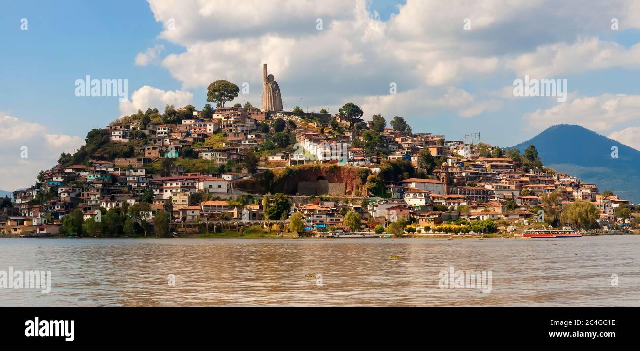 Lake Pátzcuaro and the island of Janitzio in Morelia Michoacán Mexico