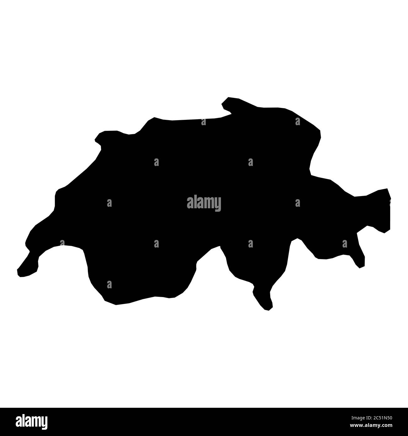 Switzerland Solid Black Silhouette Map Of Country Area Simple Flat