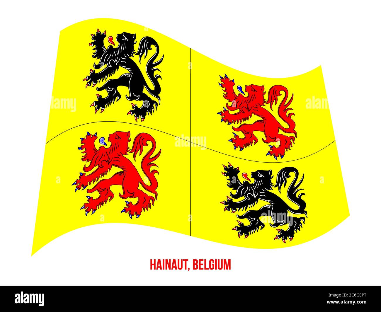 Hainaut Flag Waving Vector Illustration On White Background Provinces