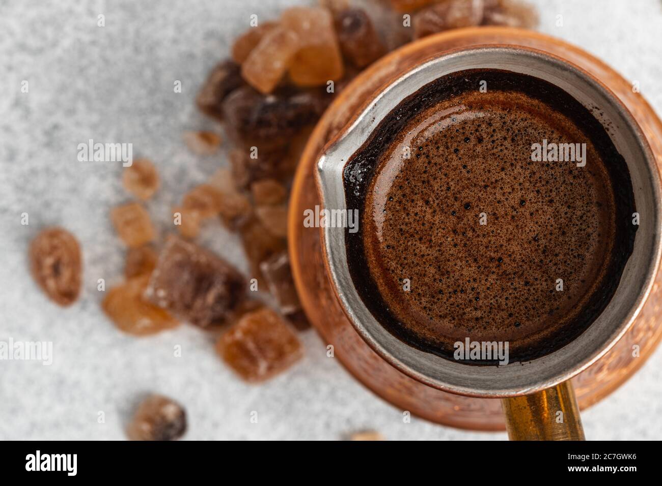 Turkish Coffee With Foam In Copper Turk Stock Photo Alamy