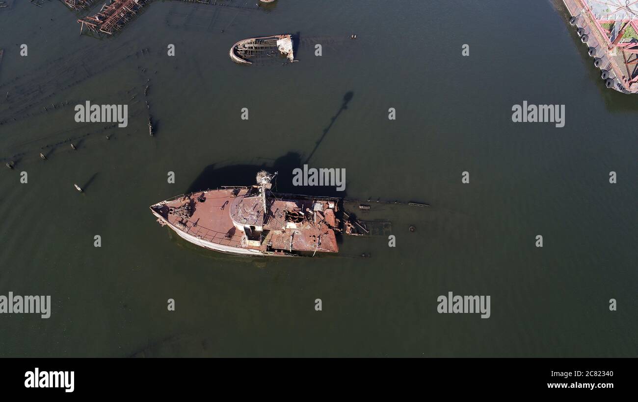 Ships Decaying At The Arthur Kill Ship Graveyard Along The Arthur Kill