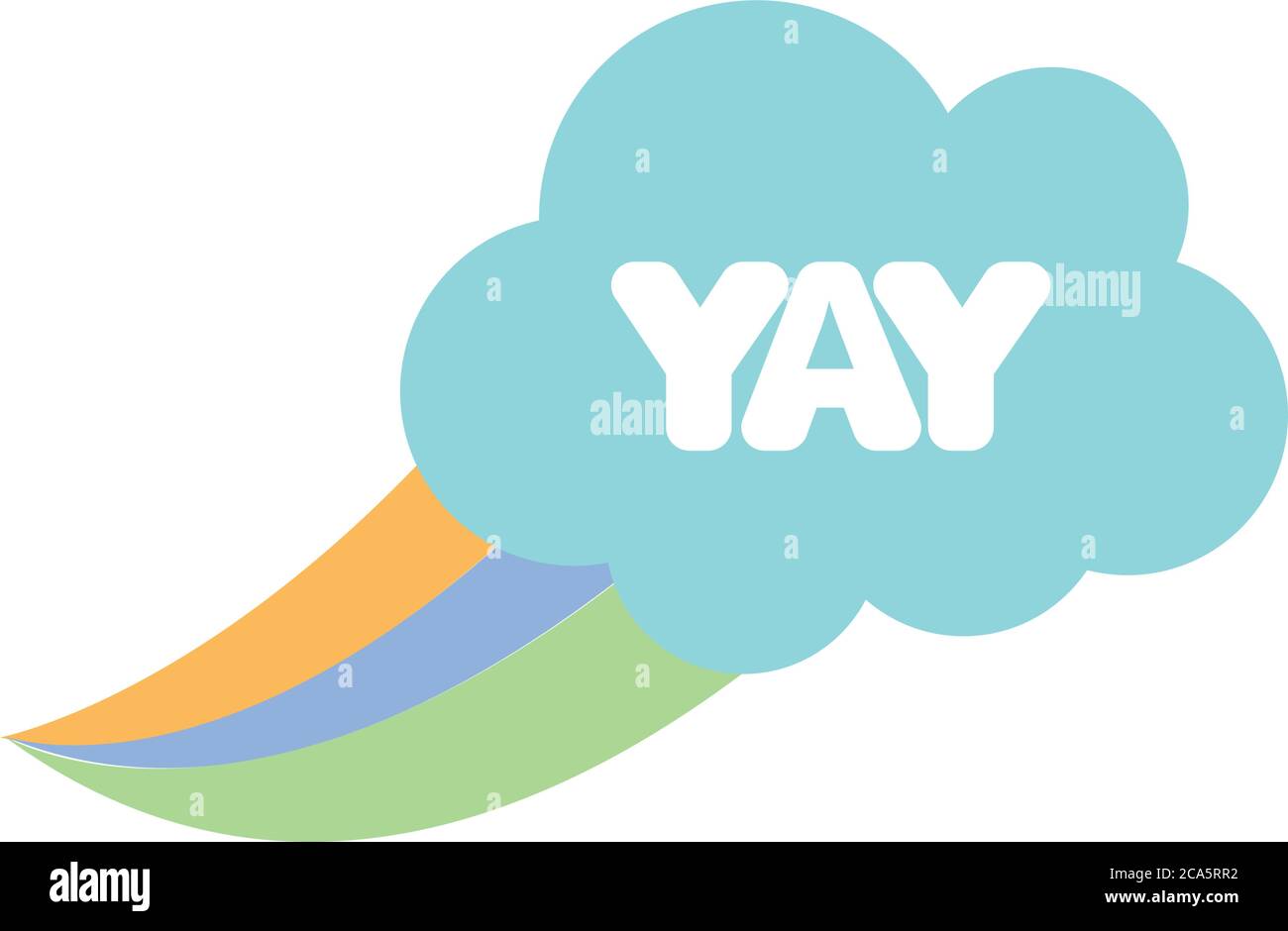 Slang Bubble Concept Rainbow Cloud With Yay Word Over White Background Line Fill Style Vector