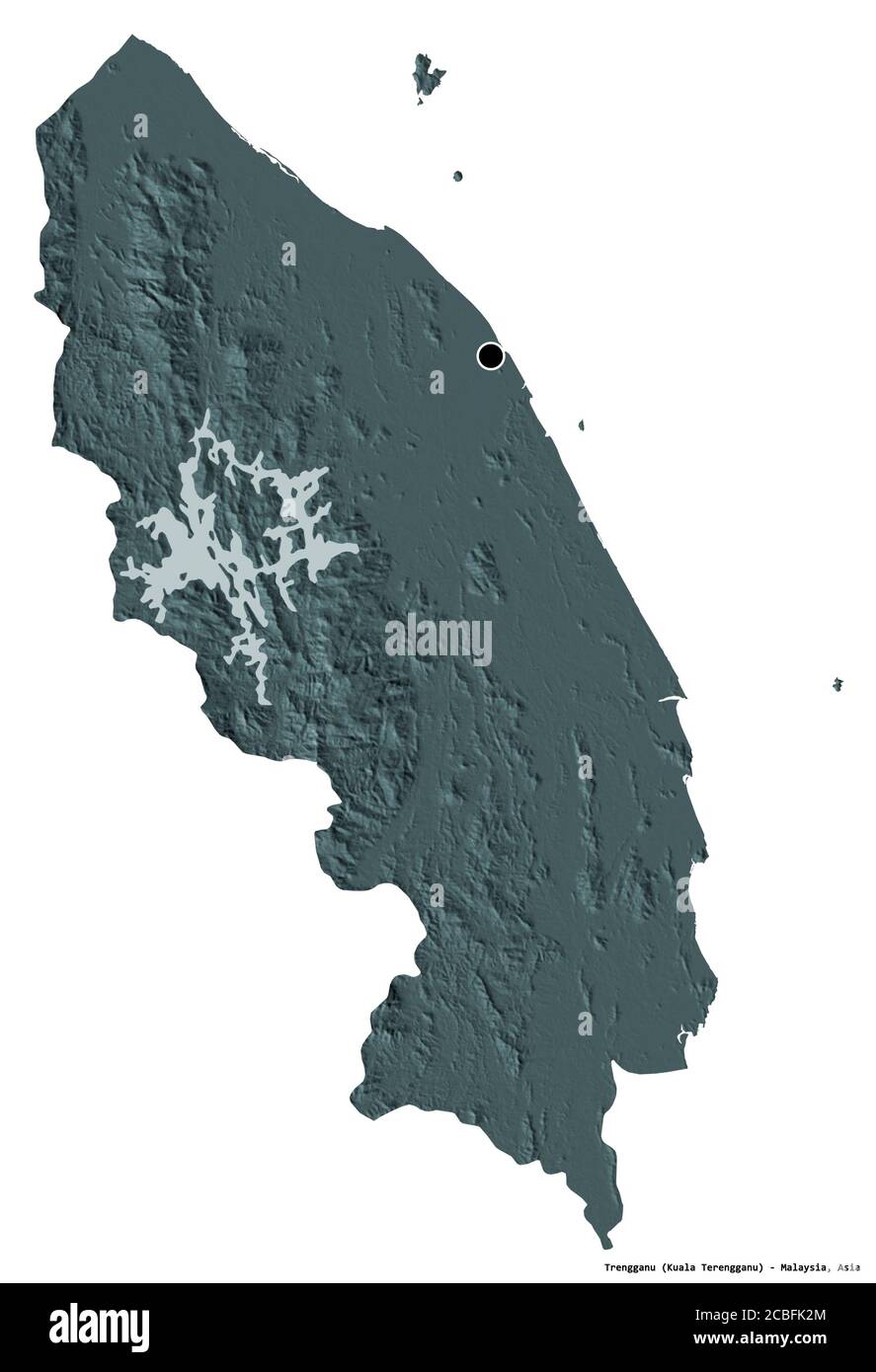 Shape Of Trengganu State Of Malaysia With Its Capital Isolated On