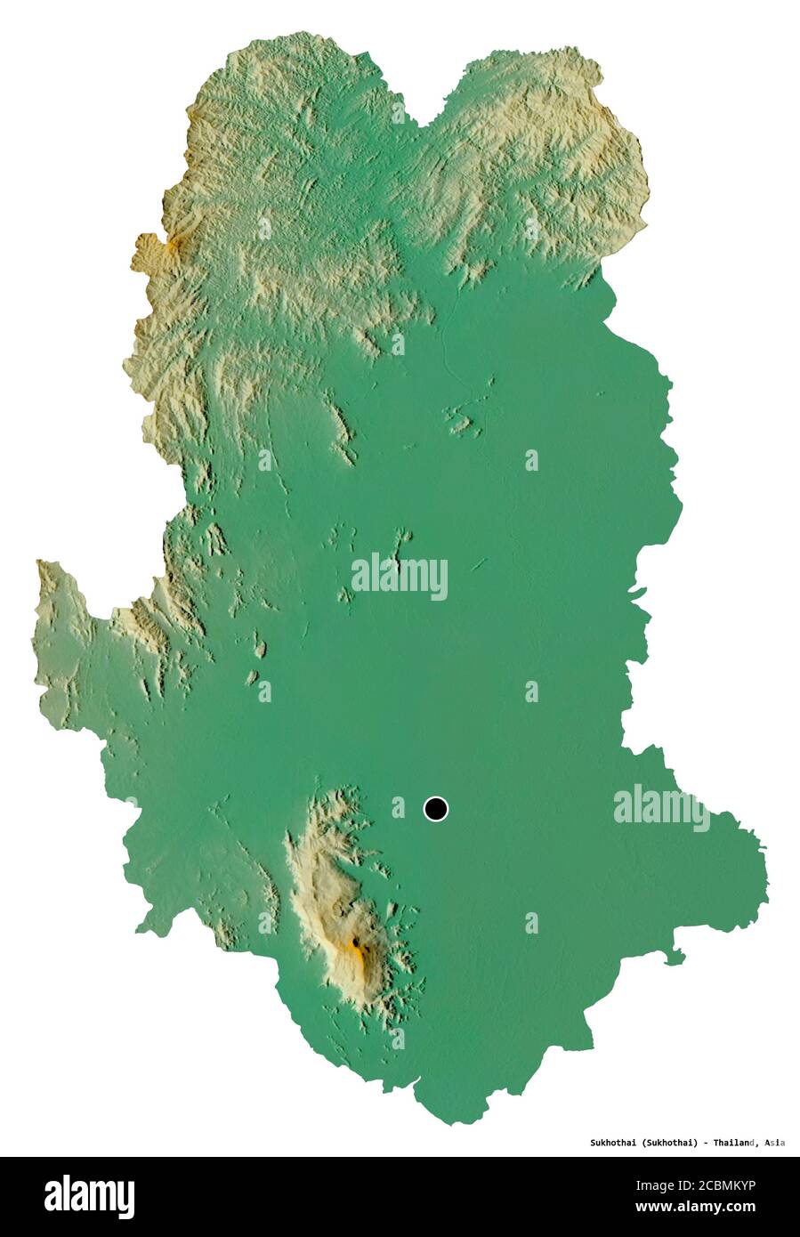 Shape Of Sukhothai Province Of Thailand With Its Capital Isolated On