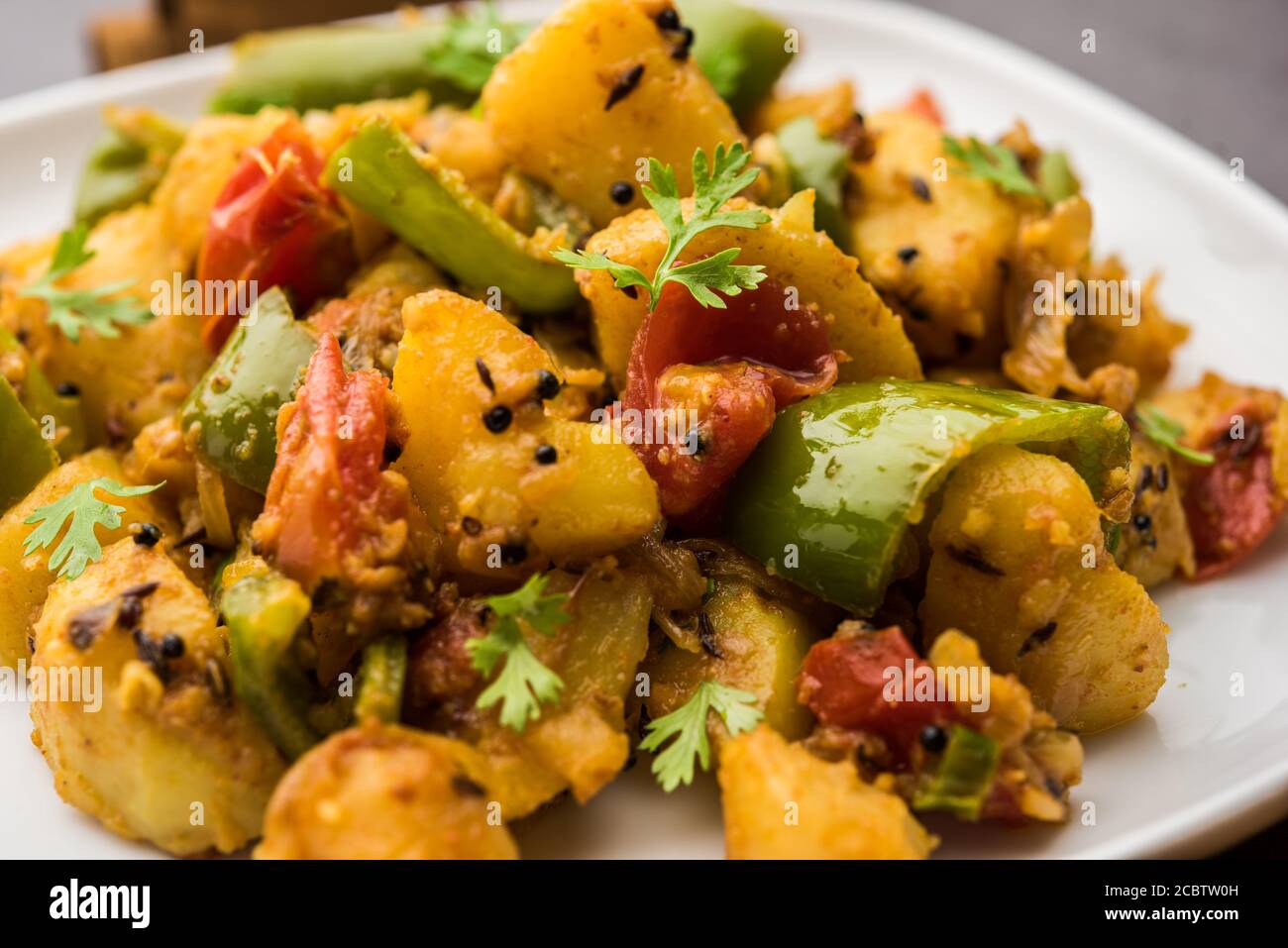 Aloo Capsicum Sabzi Or Potato And Bell Pepper Sabji Is An Indian