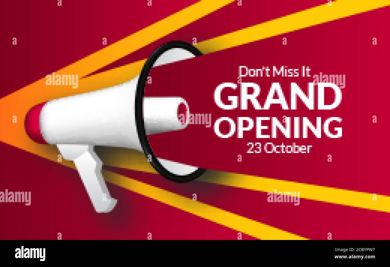 Announcement Grand Opening With Megaphone Speaker Flayer Marketing