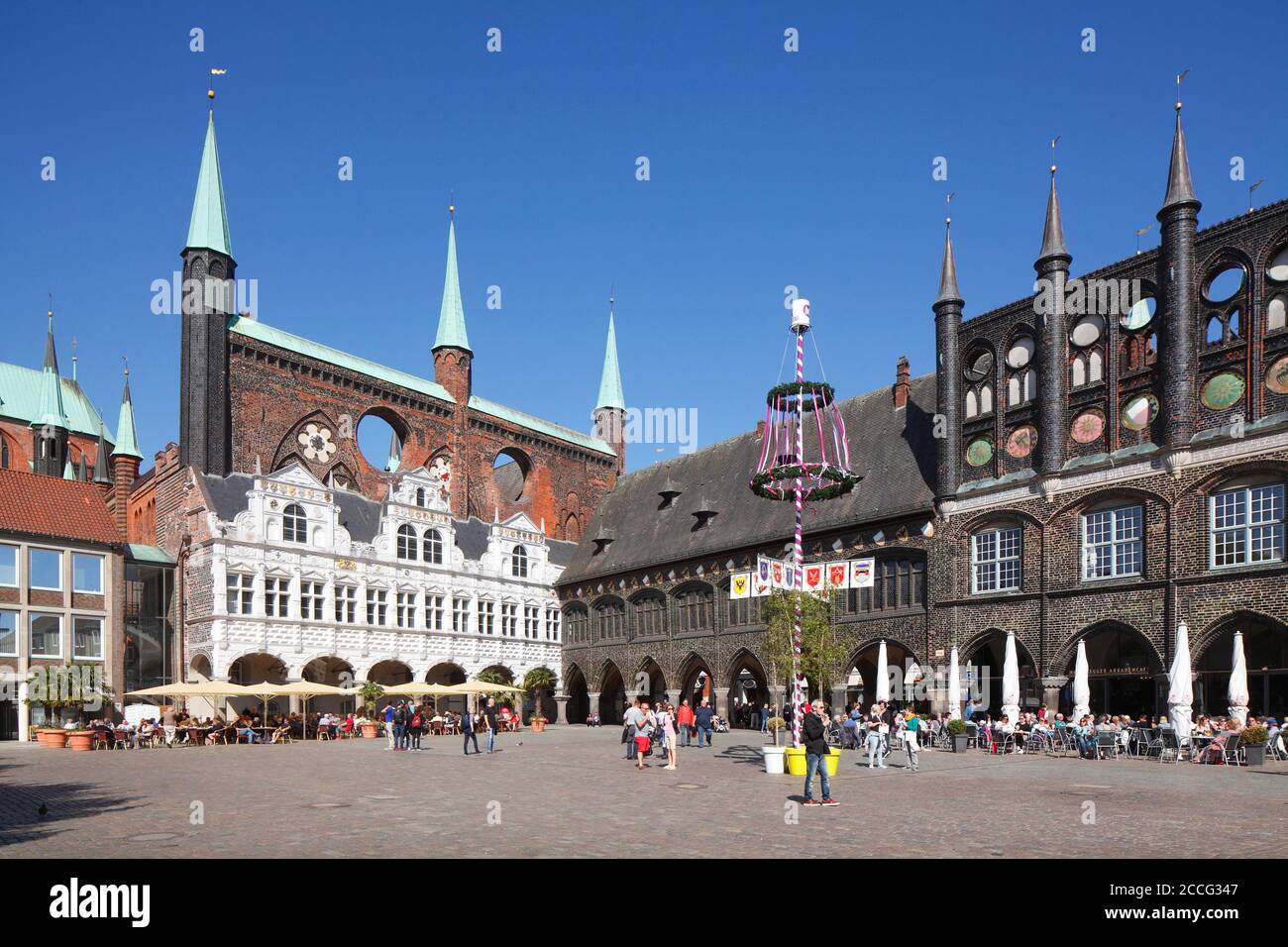 Town hall market square Lübeck Schleswig Holstein Germany Europe