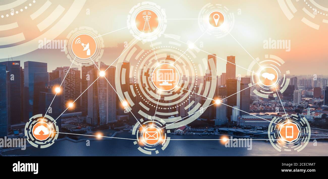 Smart City And Wireless Communication Network Stock Photo Alamy