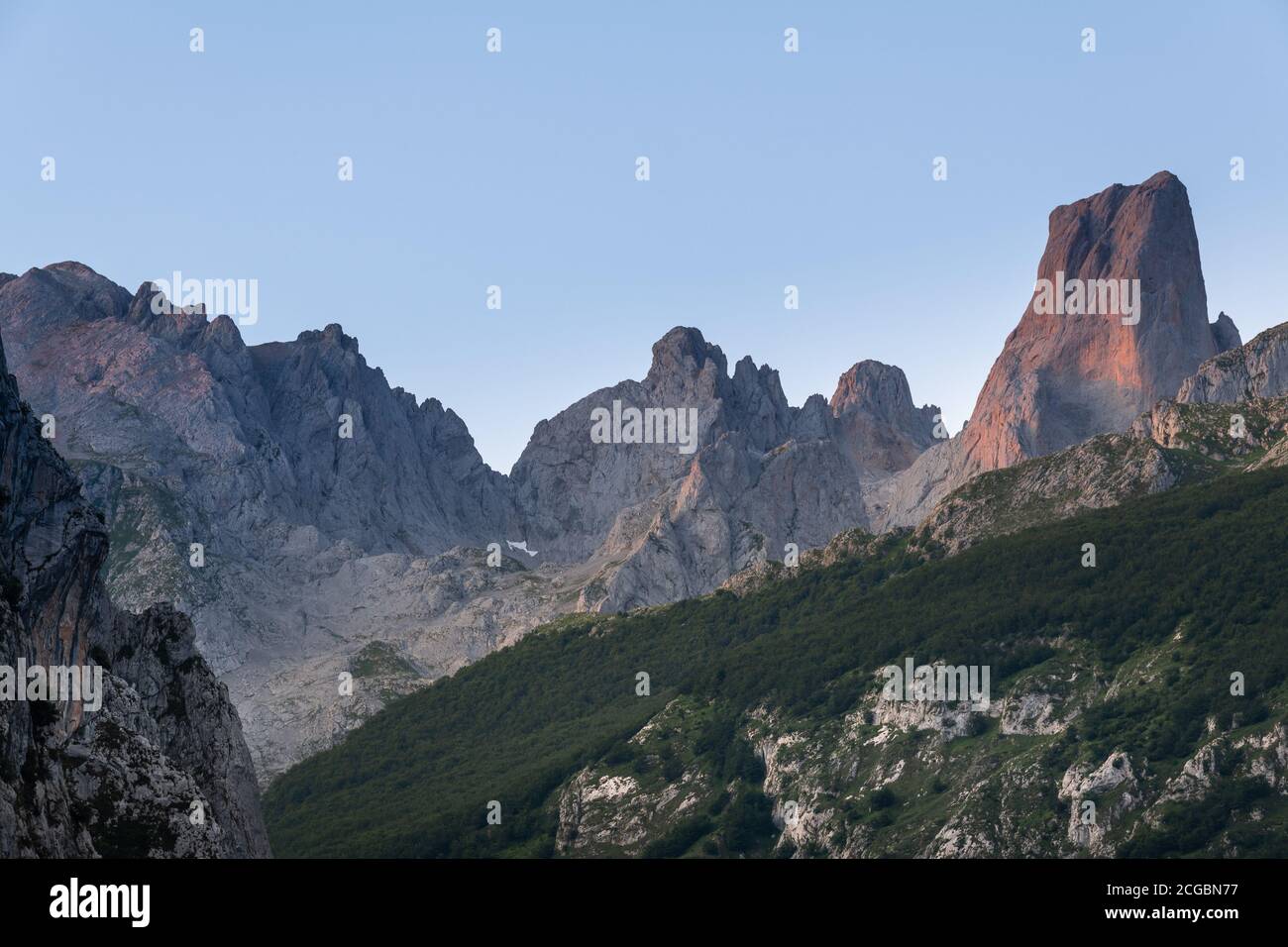 Naranjo de Bulnes known as Picu Urriellu from Camarmeña village at