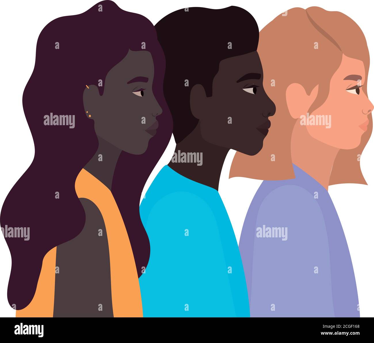 Diversity Skins Of Women And Man Cartoons Vector Design Stock Vector