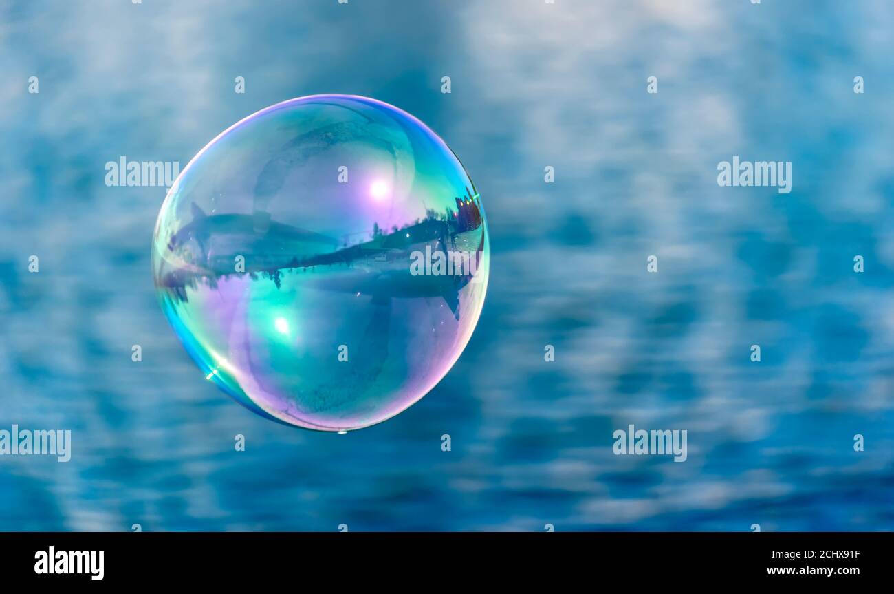 Soap Bubbles Floating In The Air Stock Photo Alamy