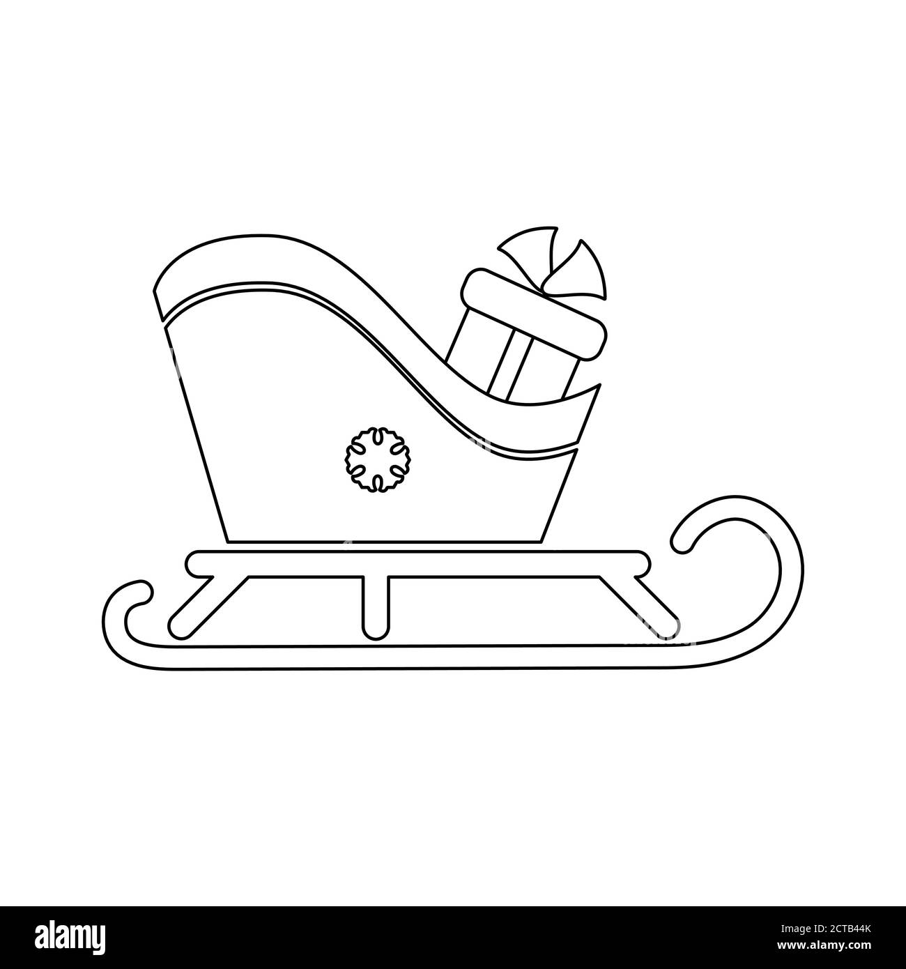 Sled Icon Flat Outline Vector Illustration Of A Christmas Sleigh On A