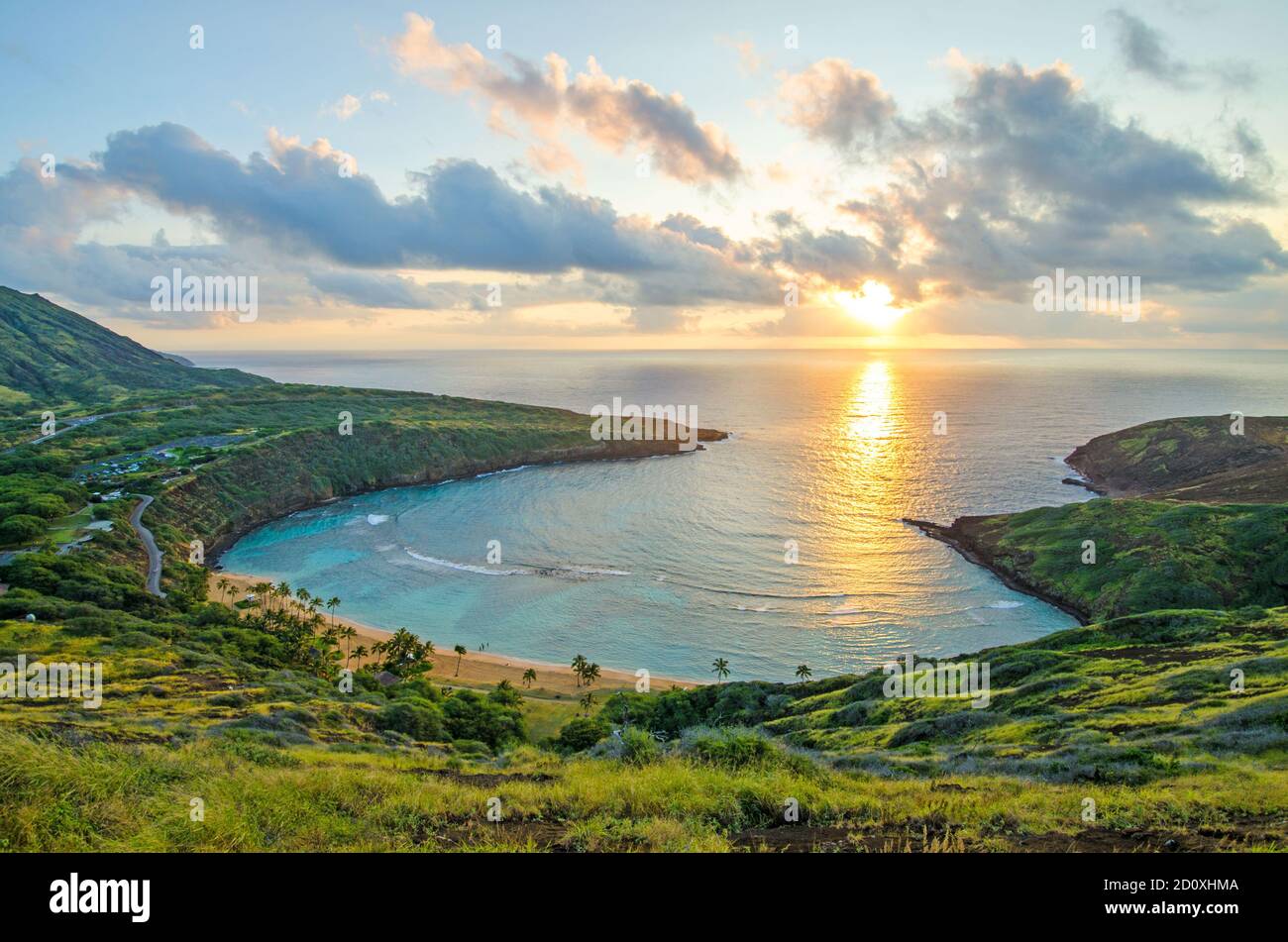 Sunrise Over World Famous And Popular Snorkeling Spot Hanauma Bay On