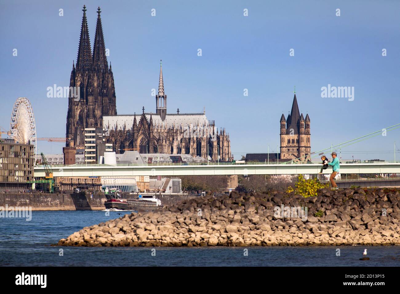 View Over The River Rhine To The Cathedral And The Romanesque Church