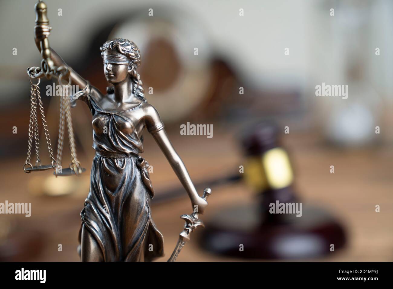 Law Symbols Composition Judges Gavel Themis Statue Scale Hourglass