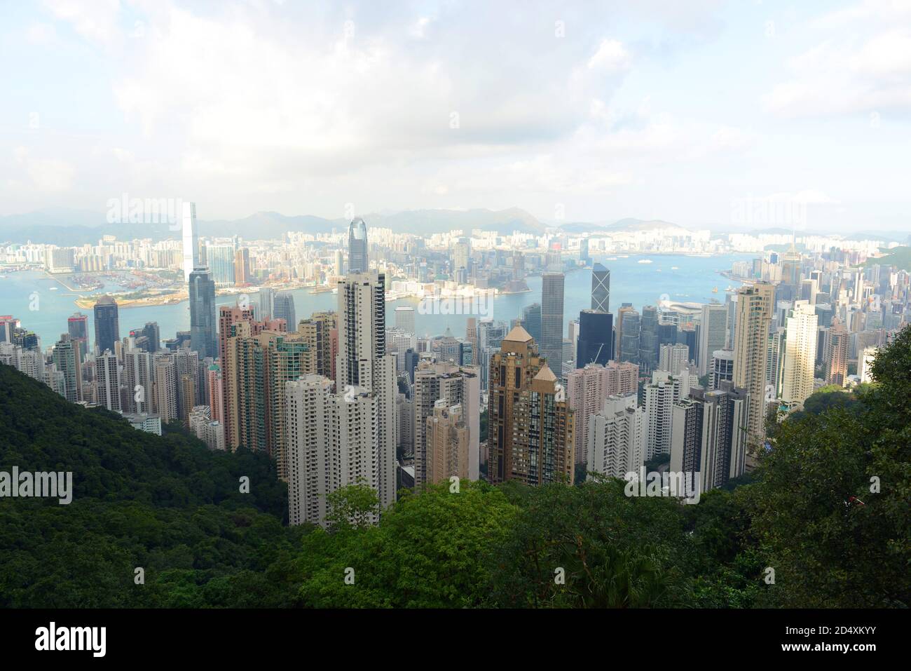 Hong Kong Skyline And Victoria Harbour At Dusk From Victoria Peak On