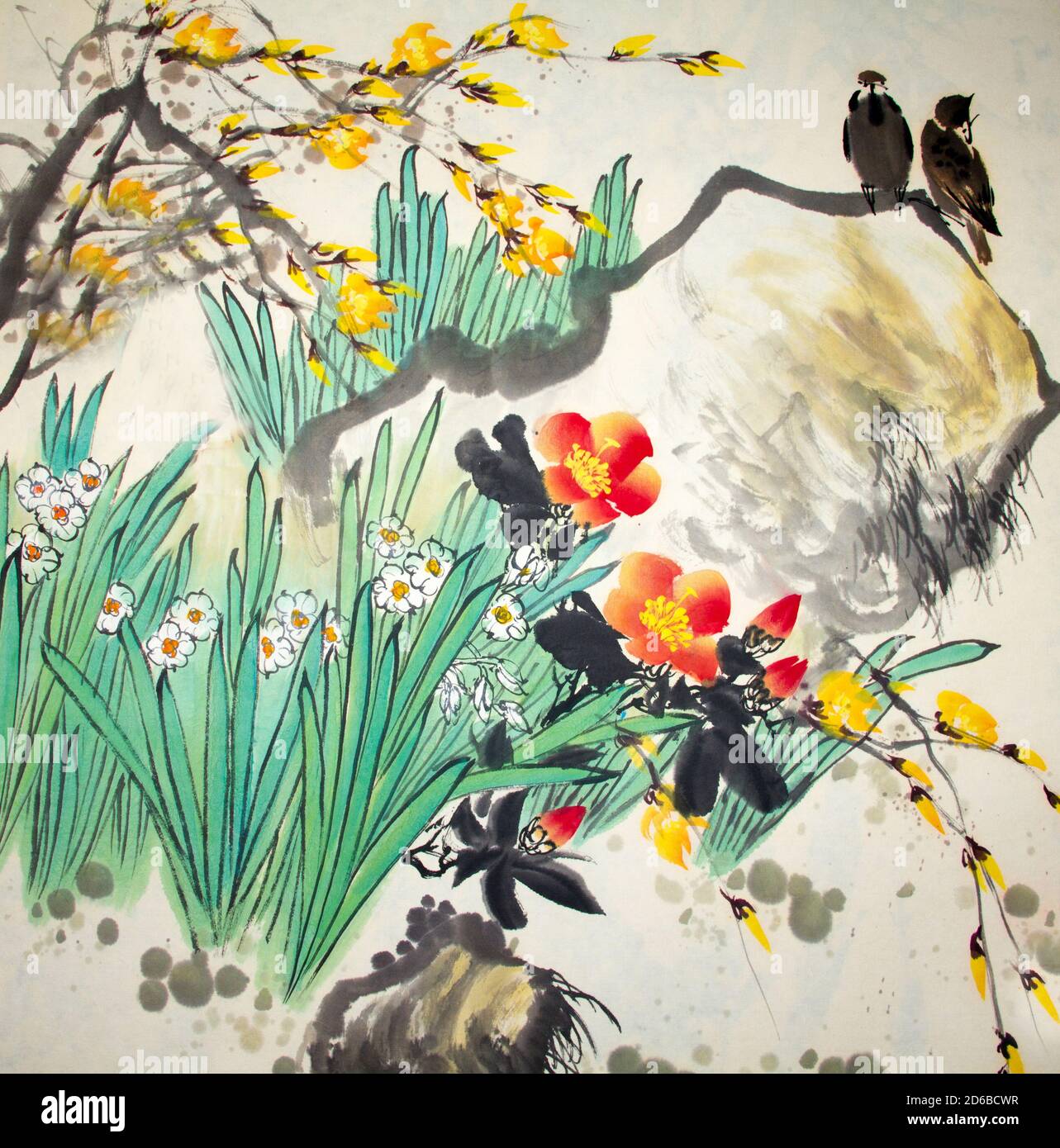 Chinese Traditional Painting Of Flower And Birds Stock Photo Alamy