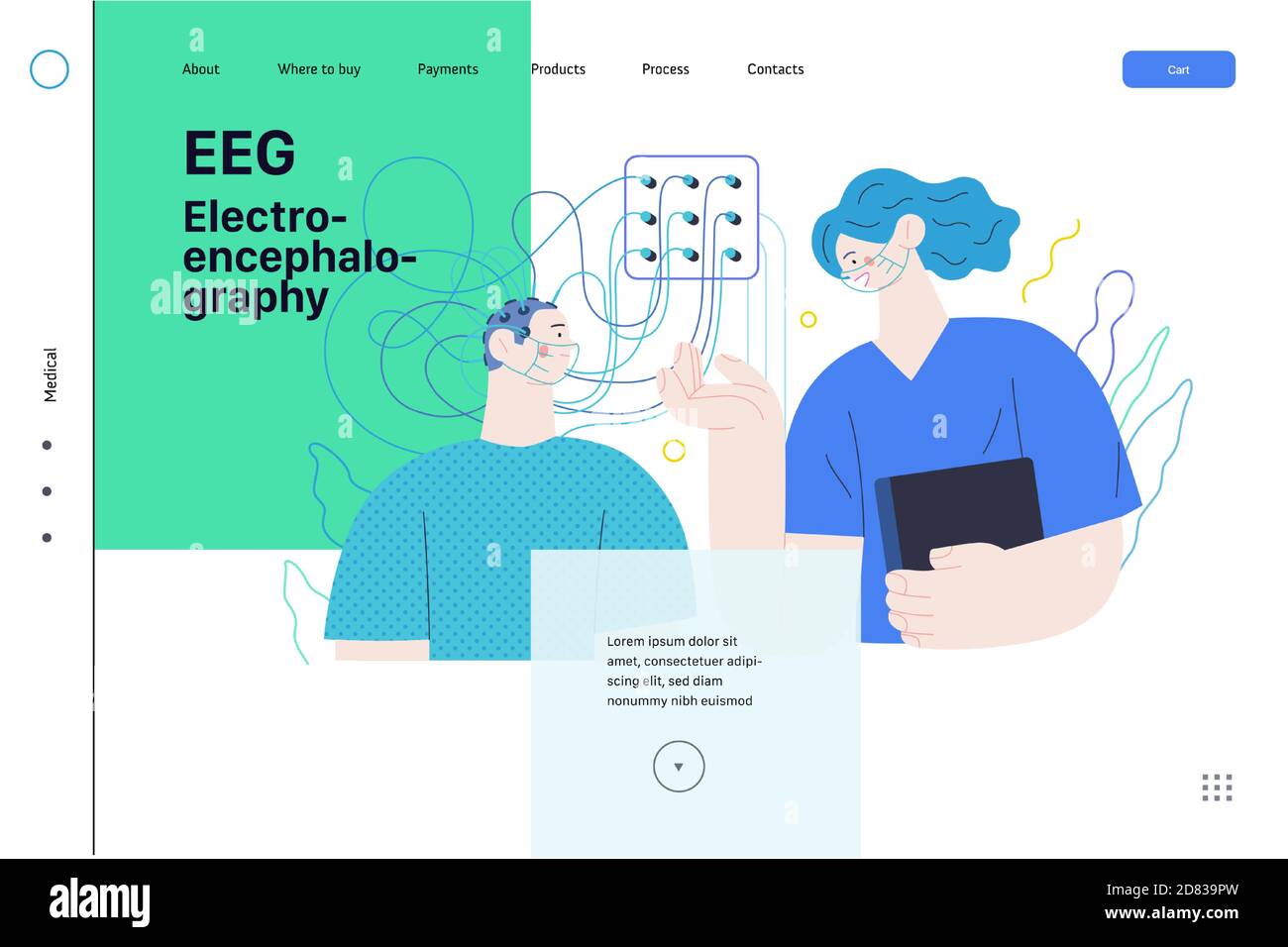 Medical Tests Illustration Eeg Electroencephalography Modern Flat