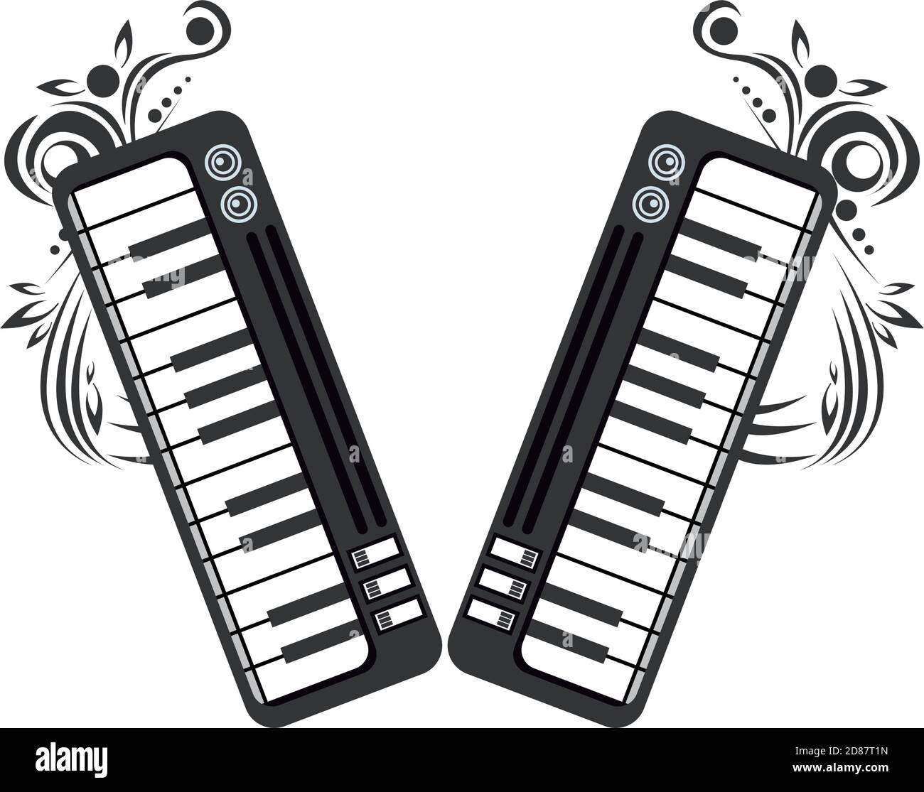 Pianos Instruments Musical Emblem Icon Vector Illustration Design Stock