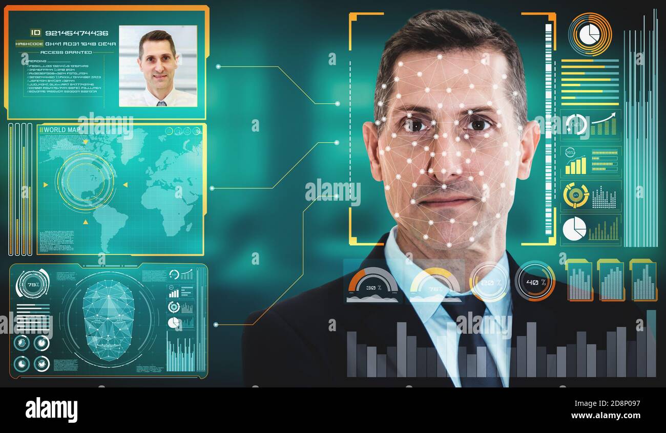 Facial Recognition Technology Scan And Detect People Face For