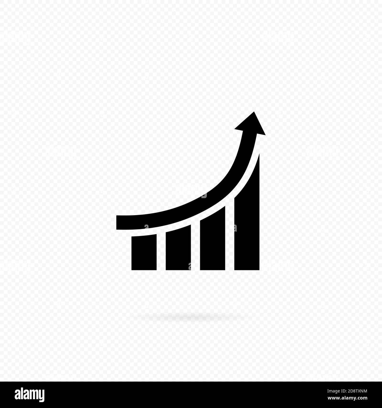 Success As Growth Line Growing Bars Graphic With Rising Arrow Growing