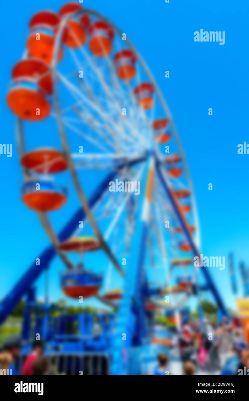 Blue Background Of A Ferris Wheel Ferris Wheel Has Red Cars Clear