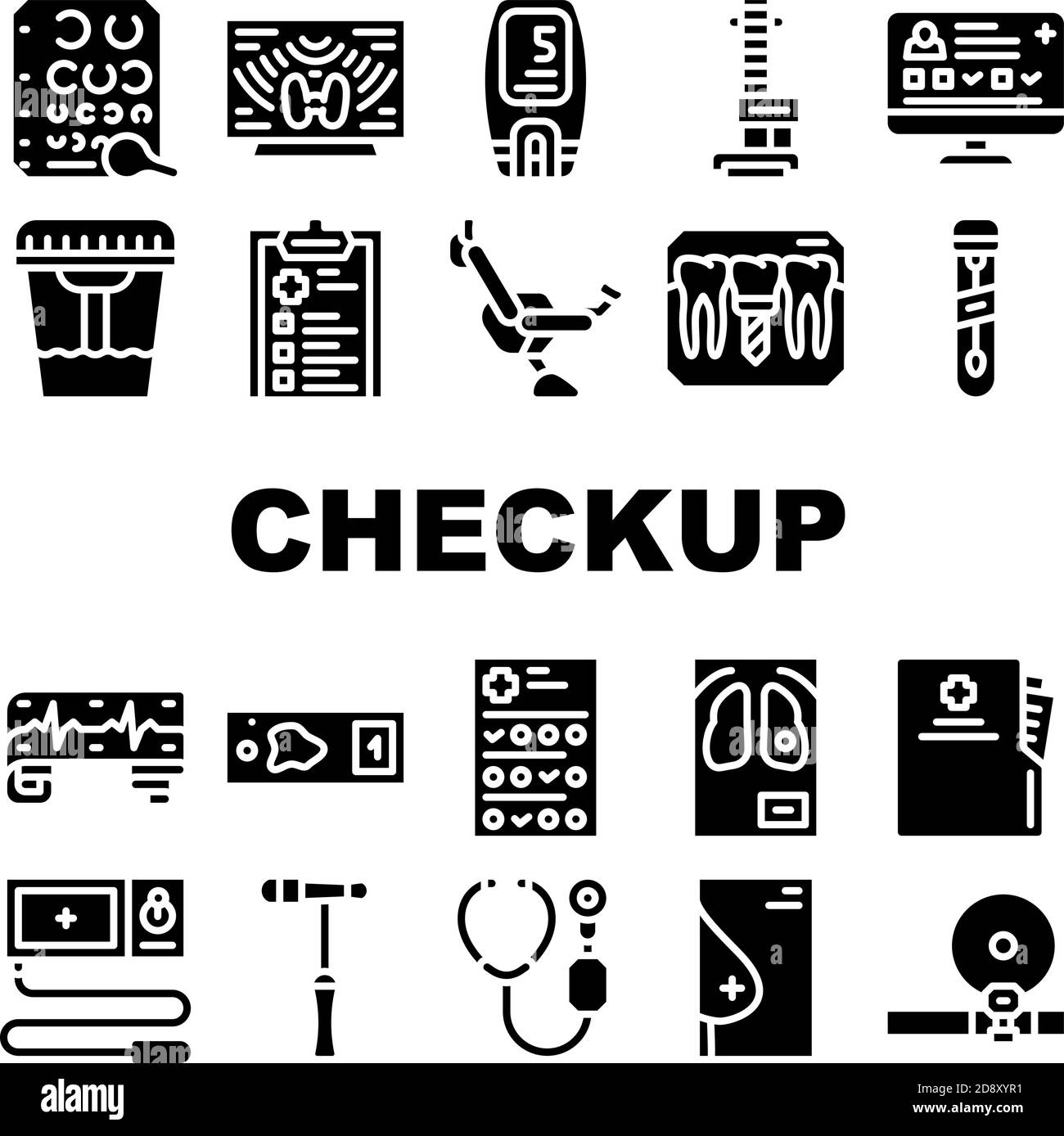 Medical Checkup Health Collection Icons Set Vector Stock Vector Image