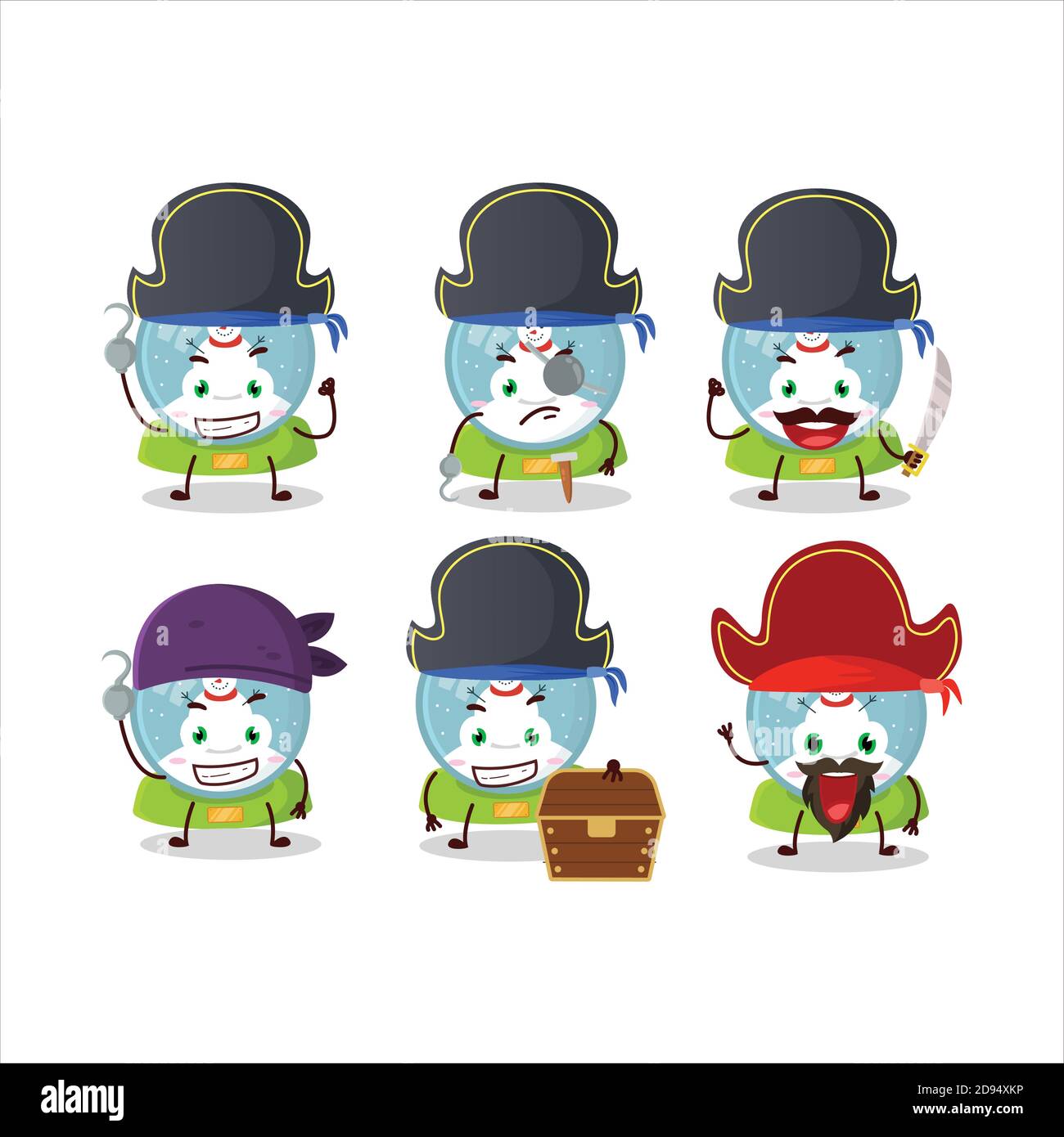 Cartoon Character Of Snowball With Snowman With Various Pirates