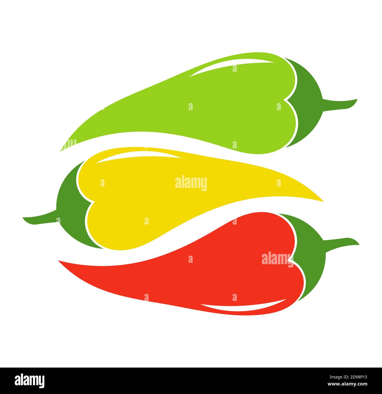 Red Green And Yellow Chili Peppers Vector Illustration Stock Vector