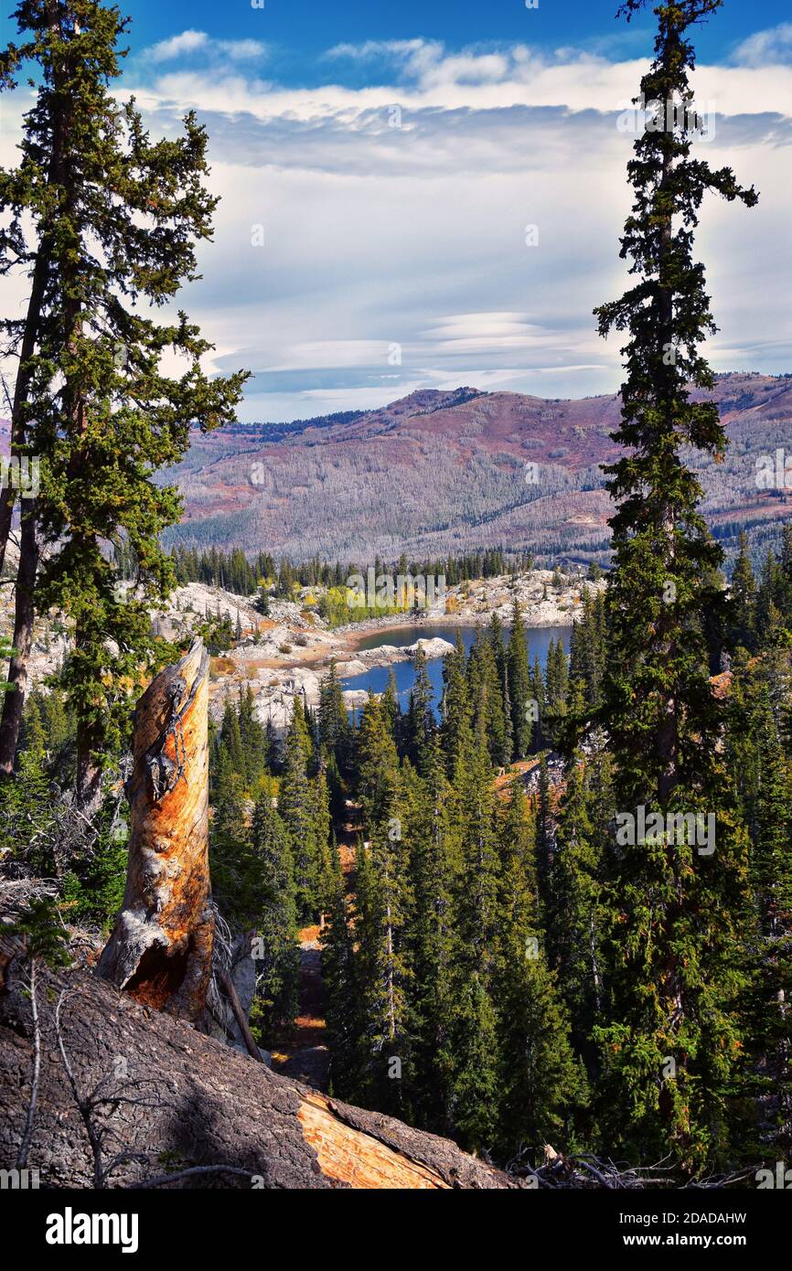 Lake Mary Panorama Views From Hiking Trail To Sunset Peak On The Great