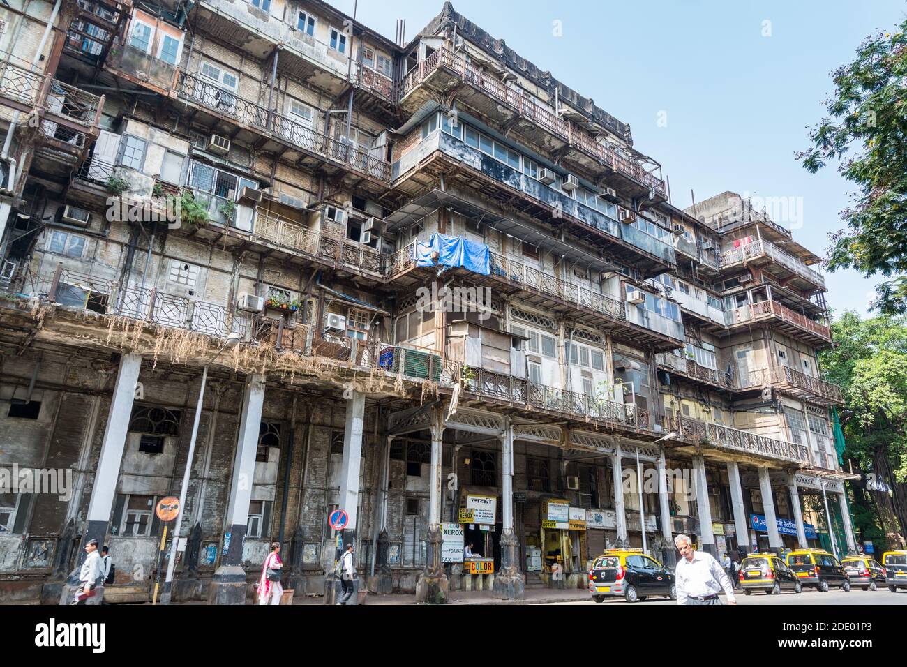 Street View Old British Colonial Buildings In Downtown Of Mumbai India