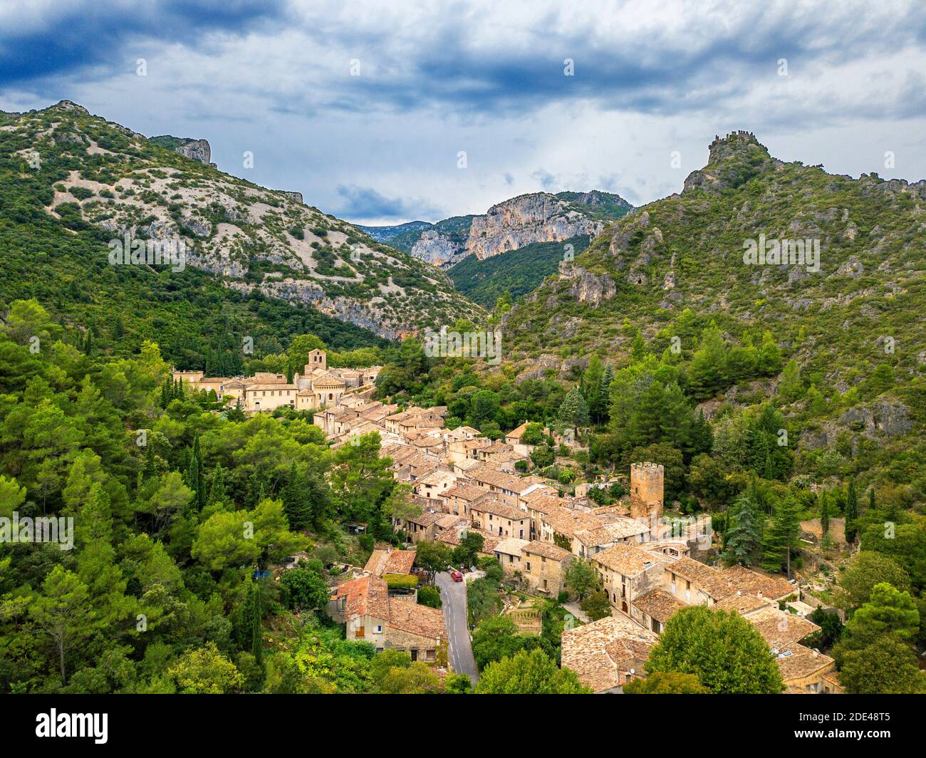 Aerial View Saint Guilhem Le Desert Labelled Les Plus Beaux Villages