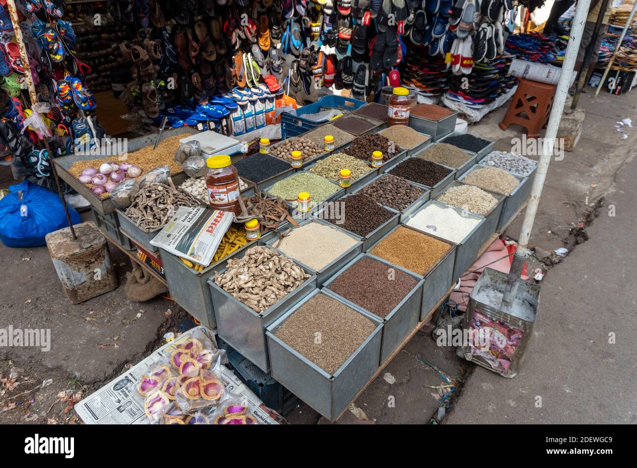 Goa India November Food Spice Stall At Mapusa Market In Goa