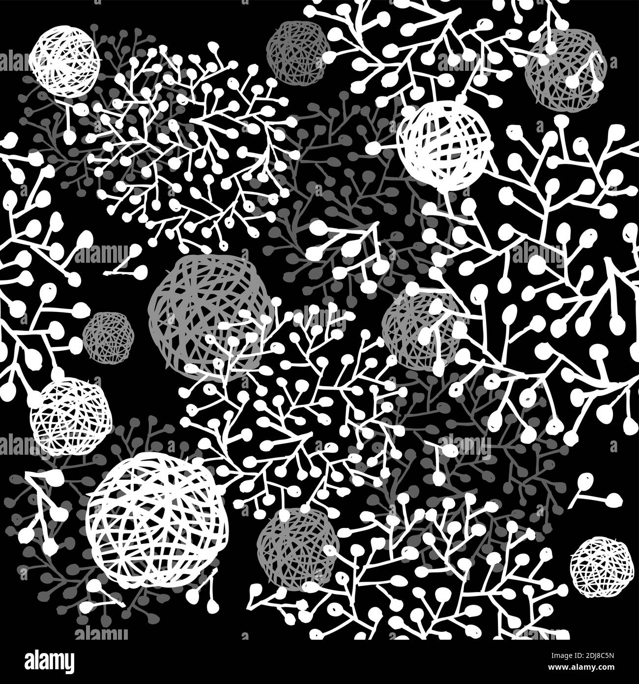 Seamless Monochrome Floral Background Vector Illustration Stock Vector