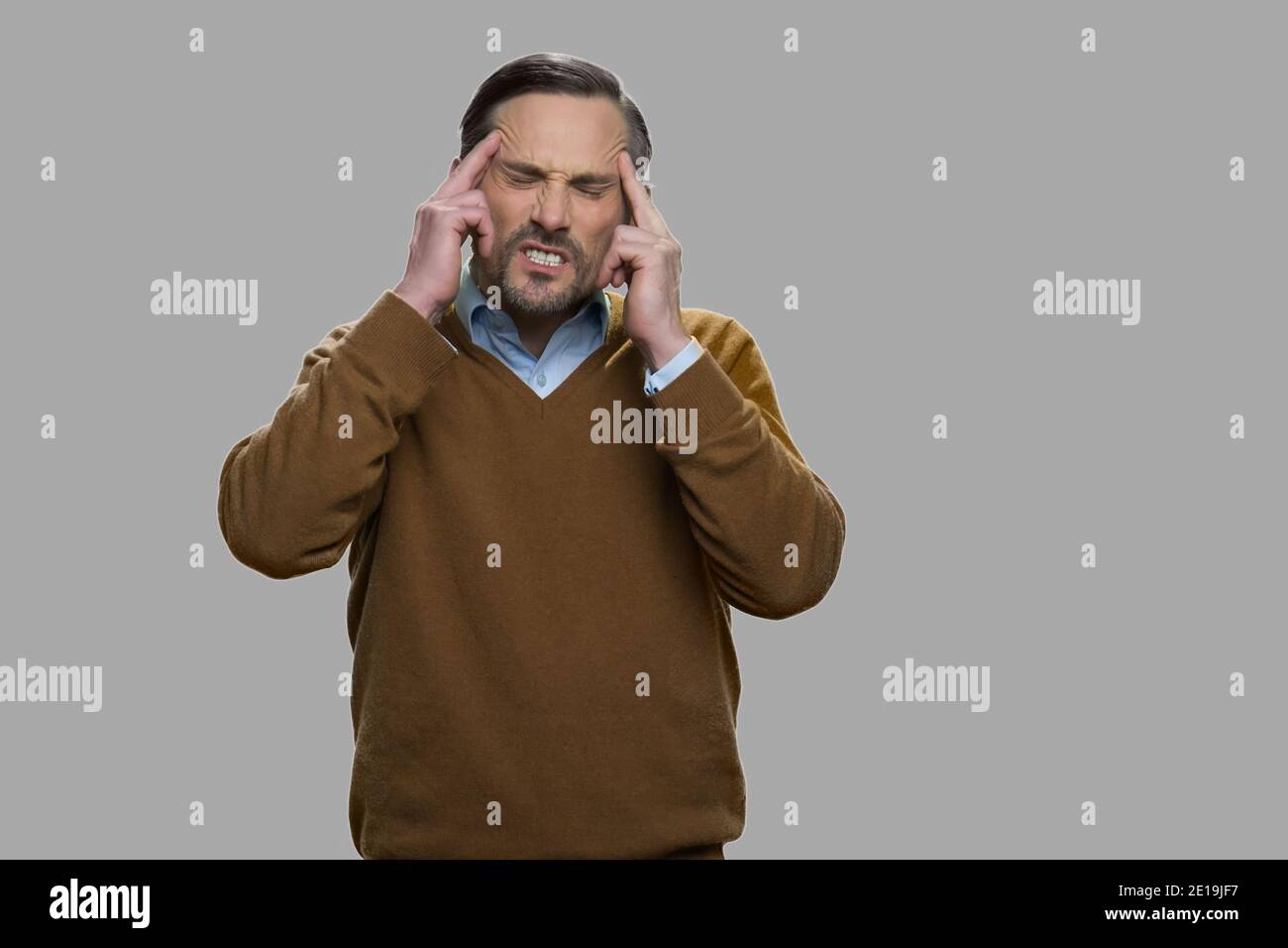 Stressed Mature Man Suffering From Headache Stock Photo Alamy