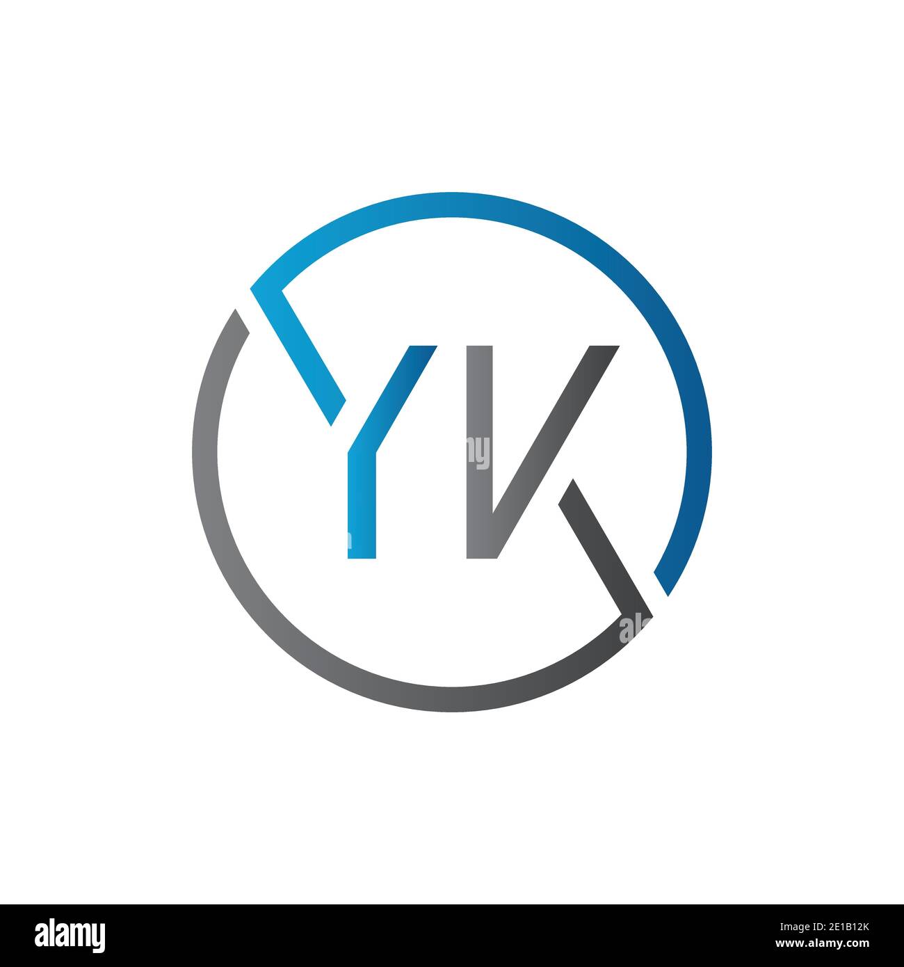 YK Logo Design Vector Template Initial Circle Letter YK Vector