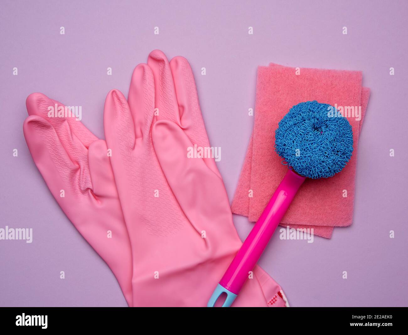 Busty girl pink rubber gloves milks