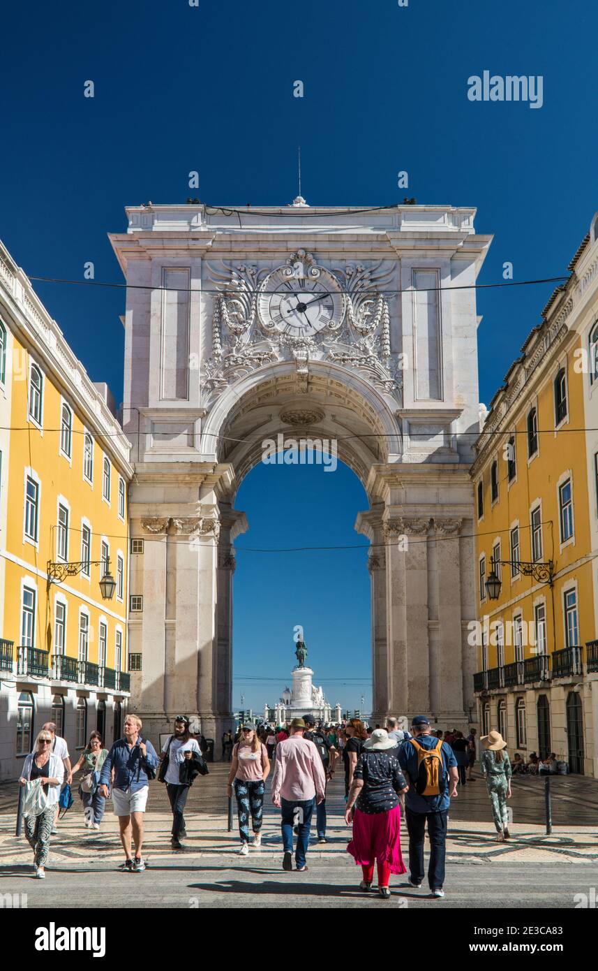 Arco Da Rua Augusta Triumphal Arch In Lisbon Portugal Stock Photo