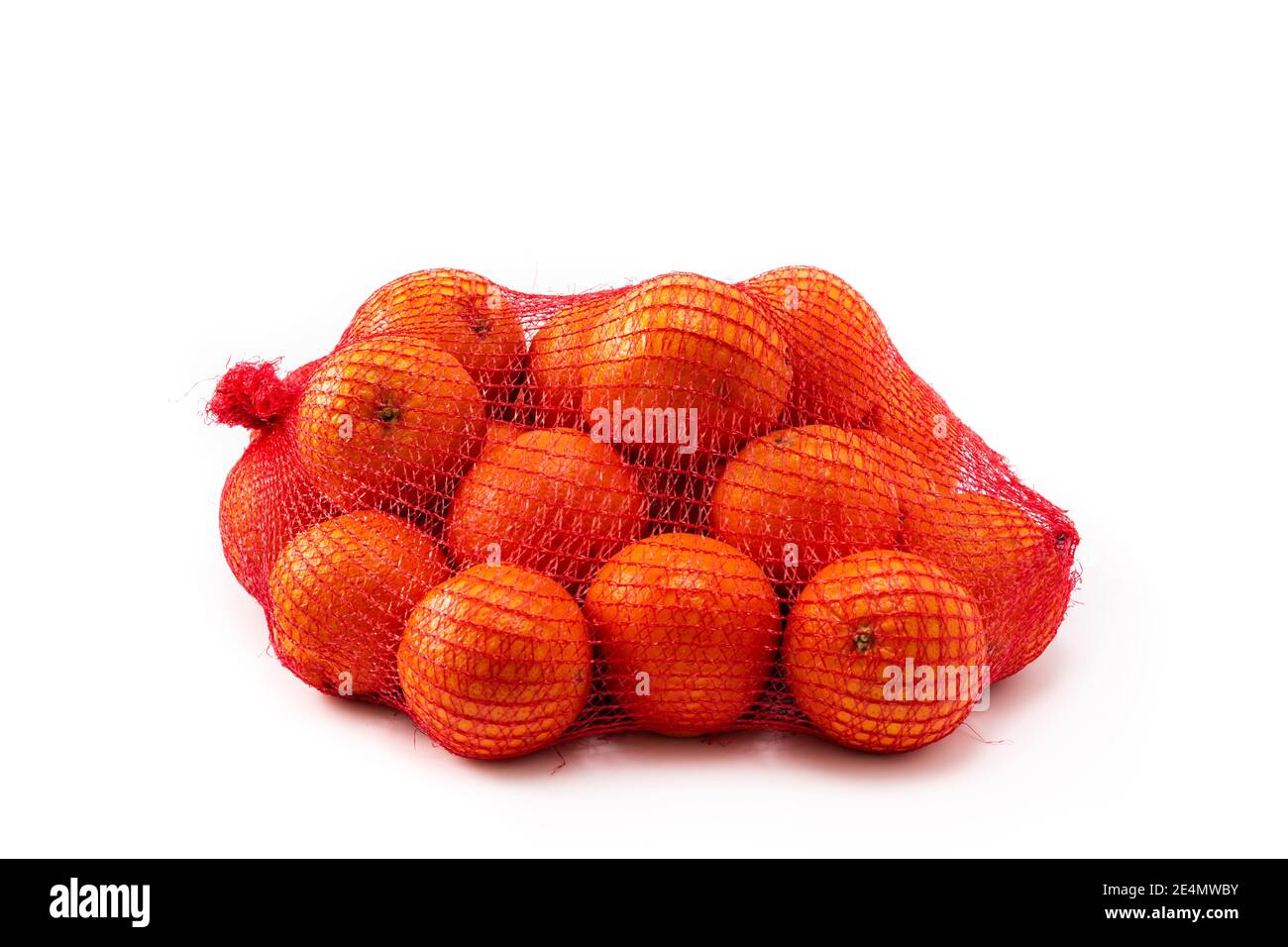 Mesh Bag Of Fresh Oranges Isolated On White Background Stock Photo Alamy