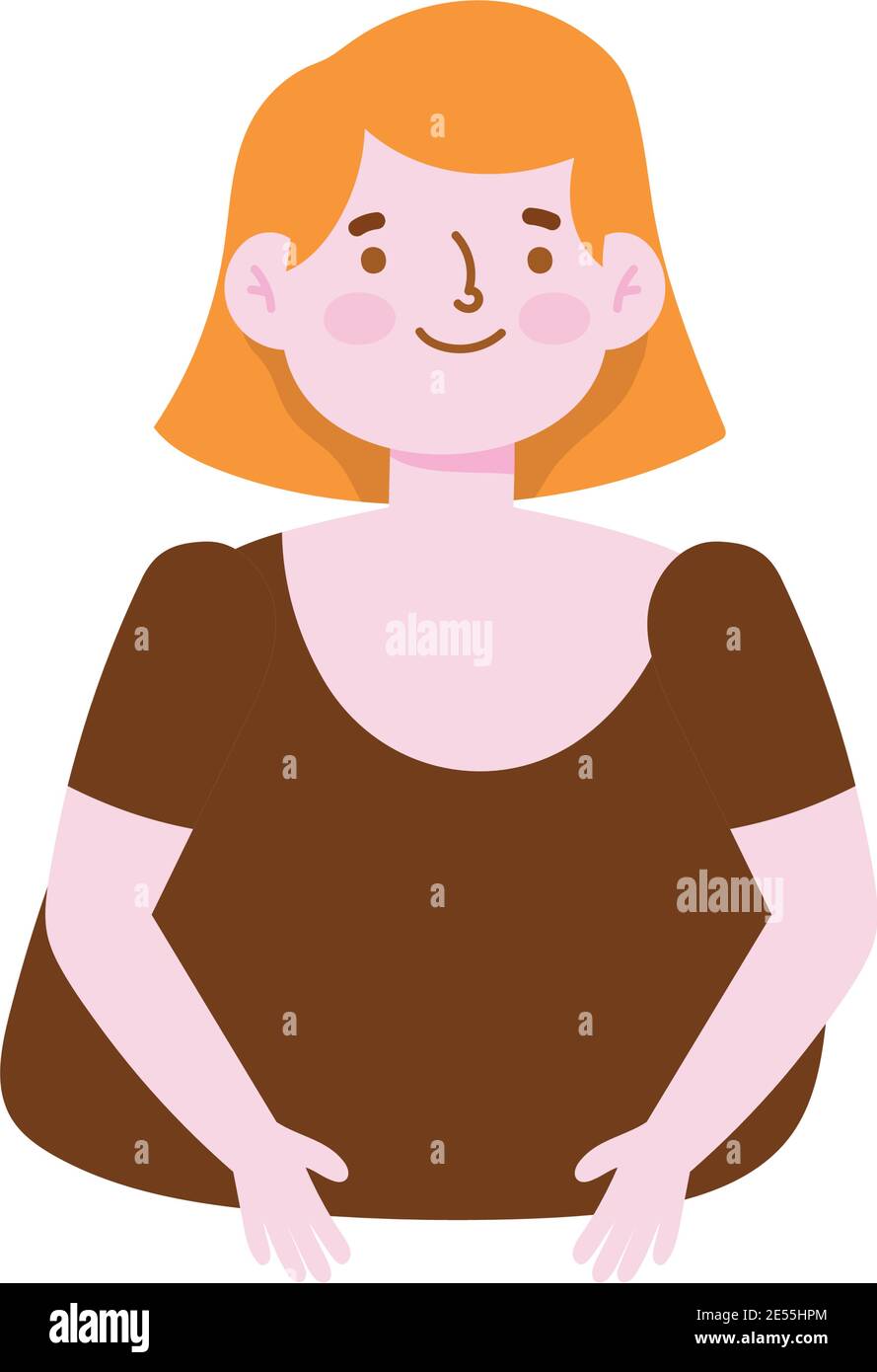 Cartoon Female Woman Character Icon Isolated Style Vector Illustration