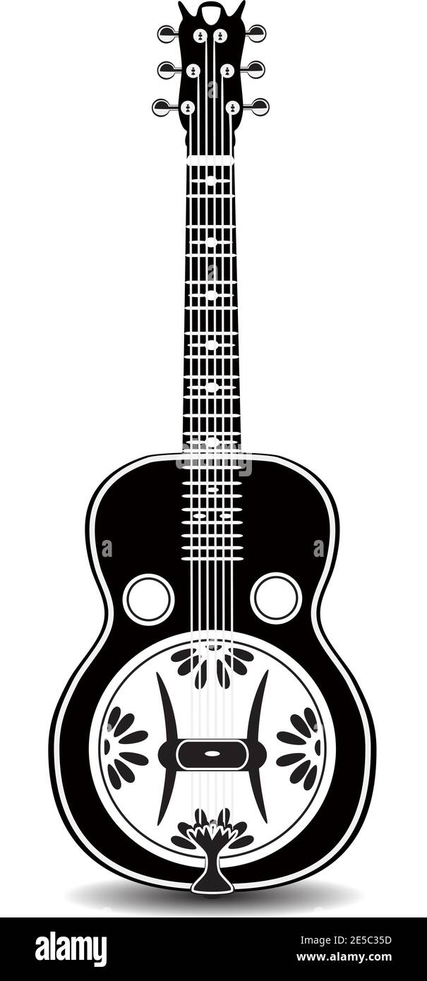 Vector Black And White Resonator Guitar Stock Vector Image Art Alamy