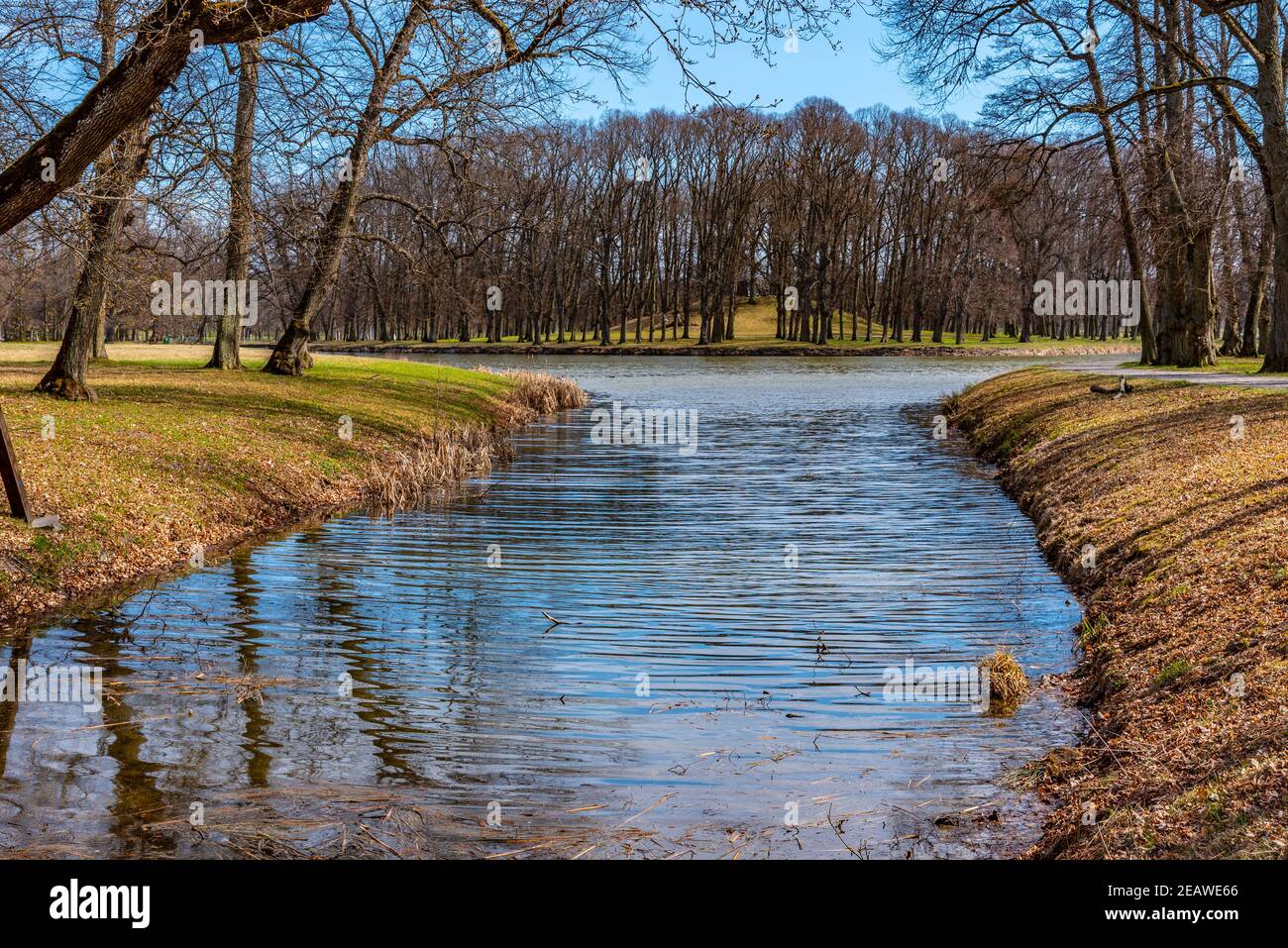 English Park At Grounds Of Drottningholm Palace In Sweden Stock Photo