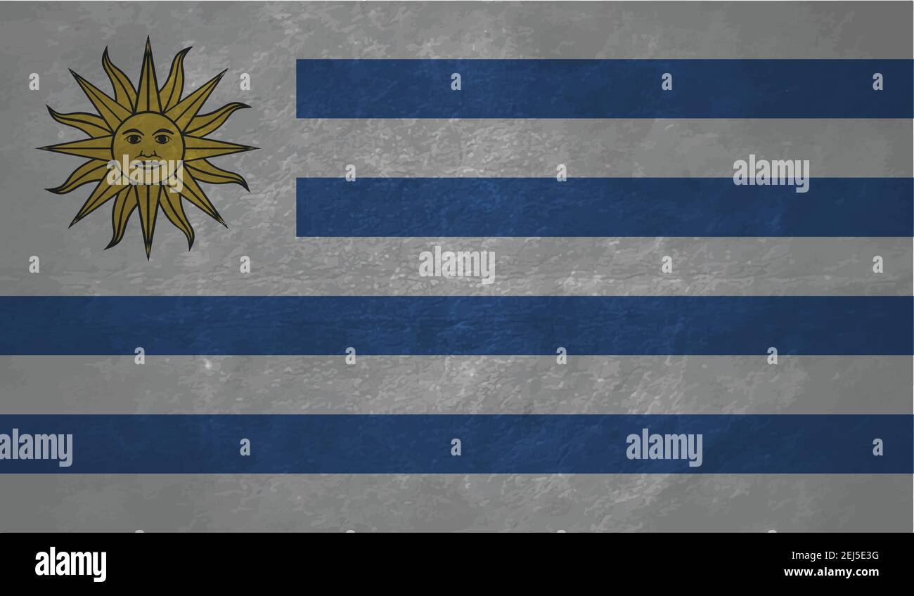 Uruguay Flag With Waving Grunge Texture Vector Background Stock Vector