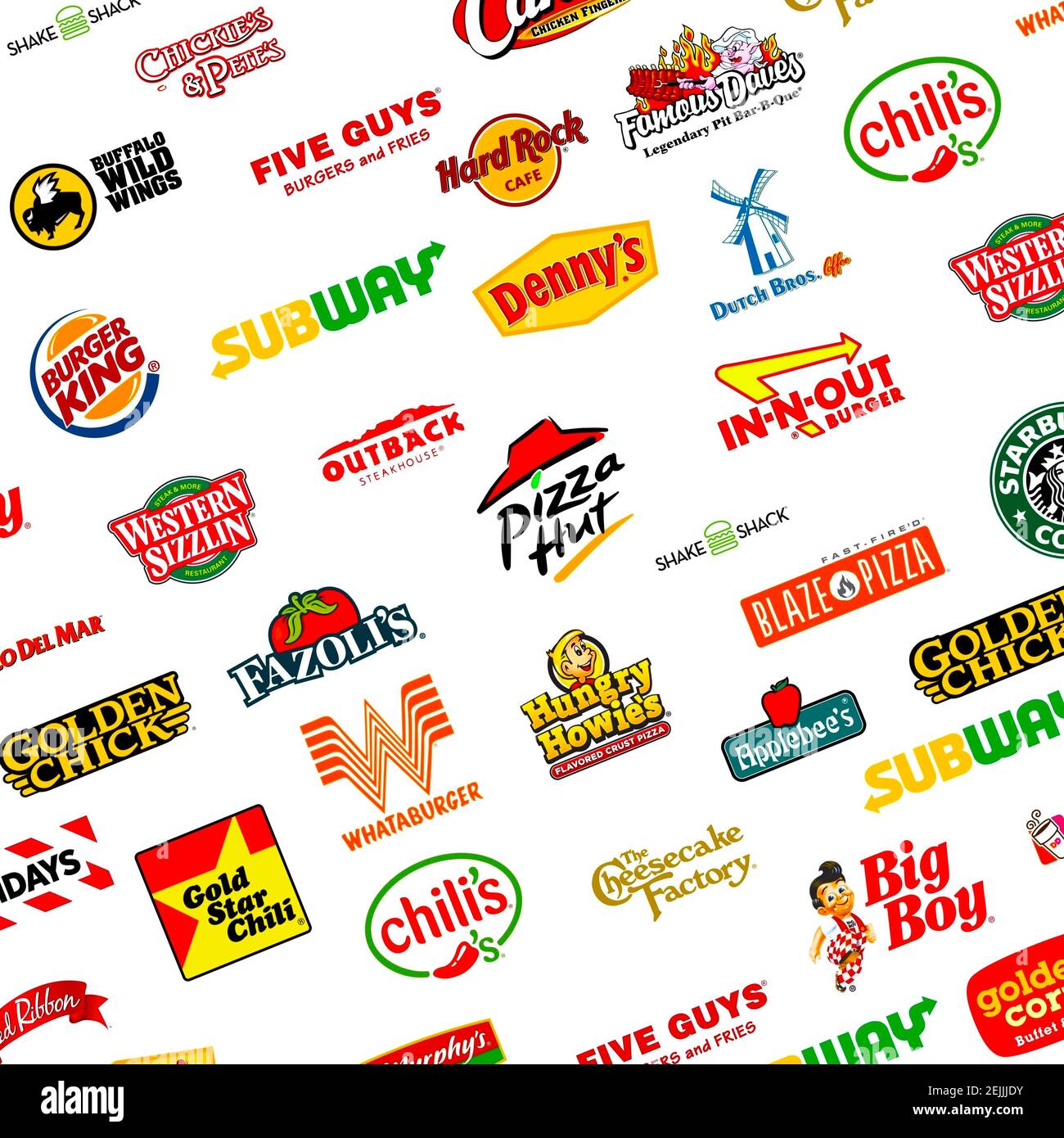 Logotype Collection Of Most Famous Fast Food Restaurants And Coffee